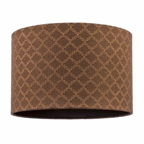 Happy Homewares Modern Chocolate Brown Woven Lattice Cylinder Lampshade in Textured Fabric, W/D/H: 30 x 20 x 15 cm – 1