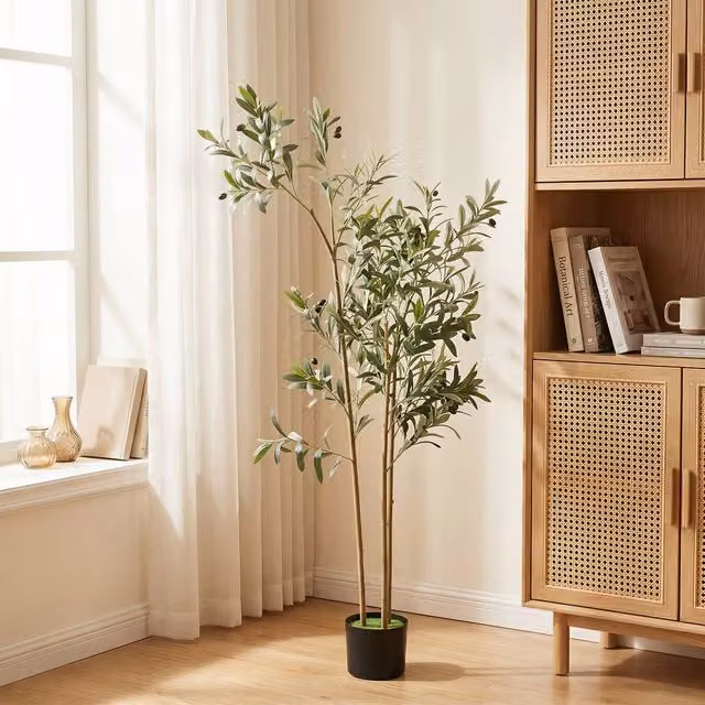 HOMCOM 148 cm Green Silk Mediterranean Olive Tree Artificial Plant – 1