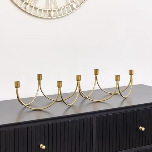Melody Maison Gold Wave Multi Candle Holder in Gold Metal