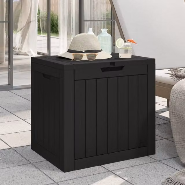 Berkfield Home Garden Storage Box in Black Polypropylene, W/D/H: 55.5 x 43 x 53 cm