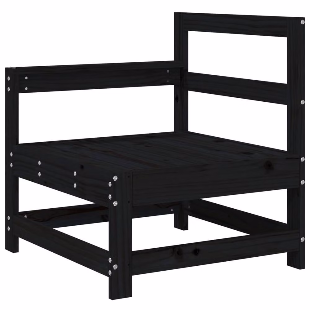 Berkfield Home 2-Piece L-Shape Garden Corner Sofa Set in Black Solid Pine Wood – 2