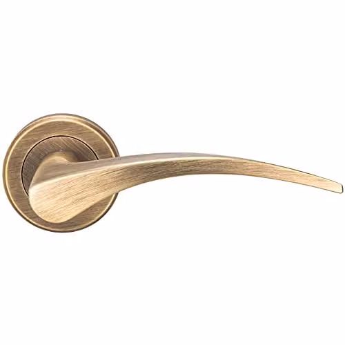 Loops Pair Arched Tapered Handle on Round Rose with Concealed Fix, Antique Brass