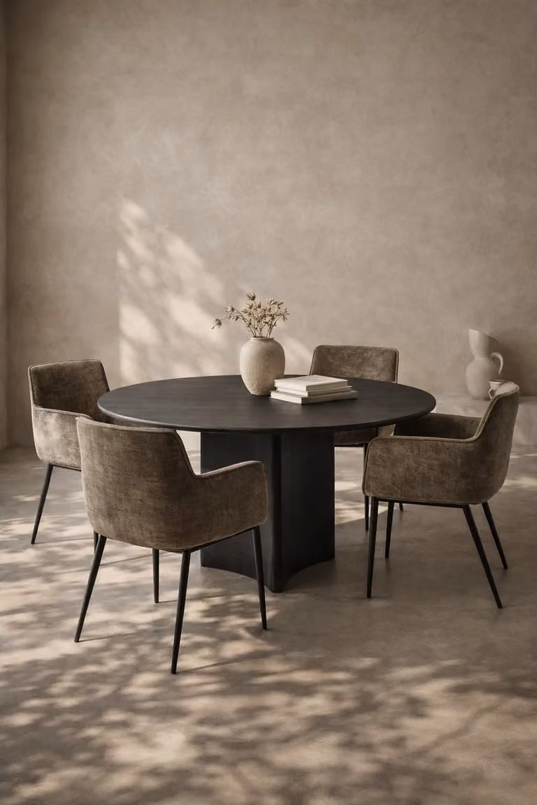 Tommy Franks Round Oak Dining Table in Black, Diameter: 135 cm, Height: 75 cm