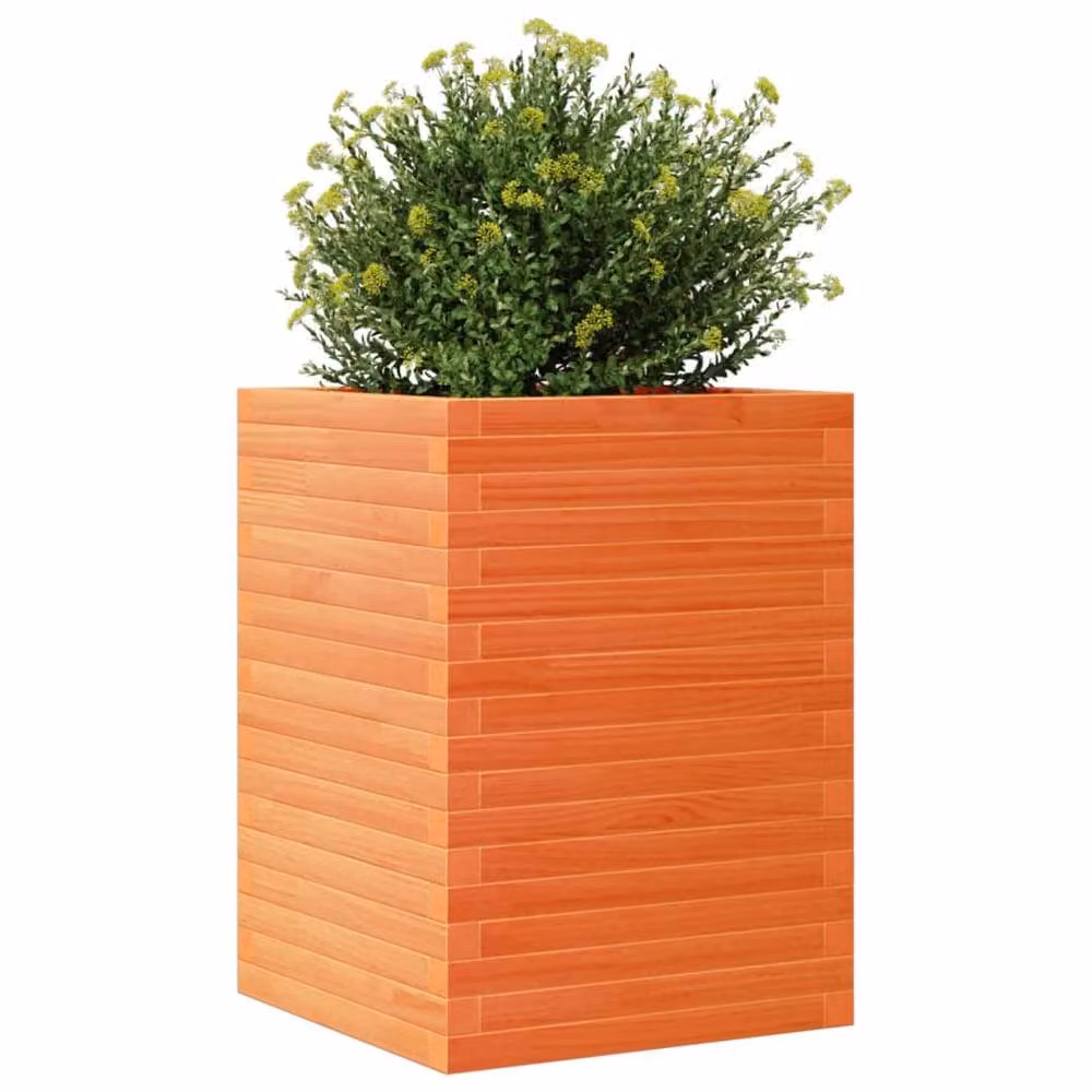 Berkfield Home Garden Wood Planter Tub in Brown, W/D/H: 50 x 50 x 68.5 cm – 2