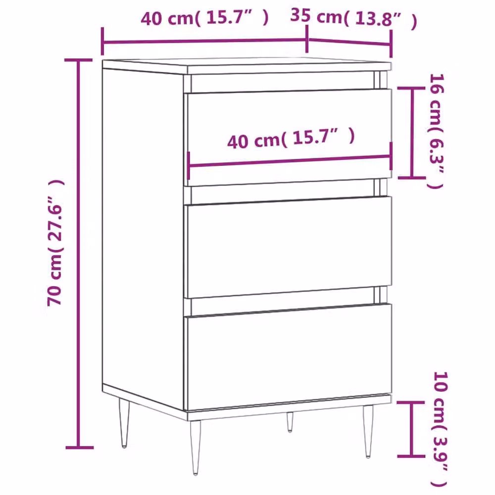 Berkfield Home Smoked Oak Sideboard in Brown, W/D/H: 40 x 35 x 70 cm – 6