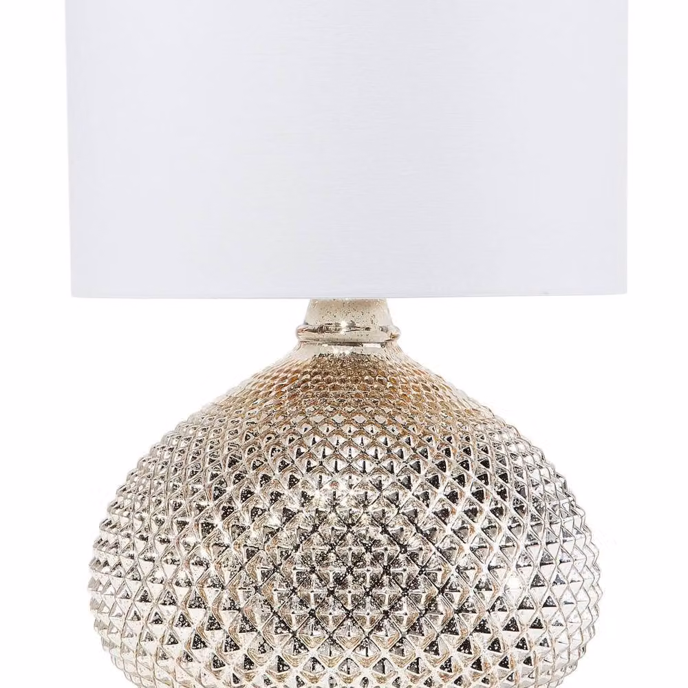 Wyld and Coco Glam Gold Studded Glass Table Lamp with Beige Fabric Shade, Height: 55 cm – 2