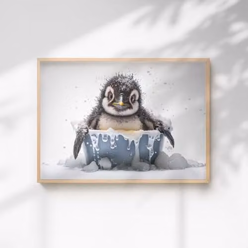 60 Second Makeover Baby Penguin Animal Print Paper Poster, A3, Multicolour