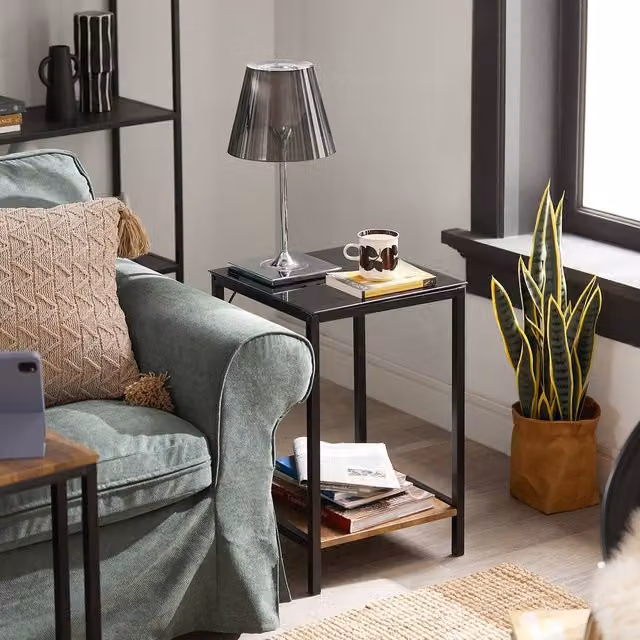 SoBuy Industrial Nesting Coffee Table Set with Black Metal Frame and MDF Tops