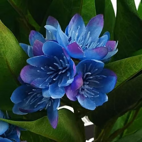 Leaf Blue Artificial Freesia Flowering Houseplant in a Potted Tabletop Design, Height: 18 cm – 2