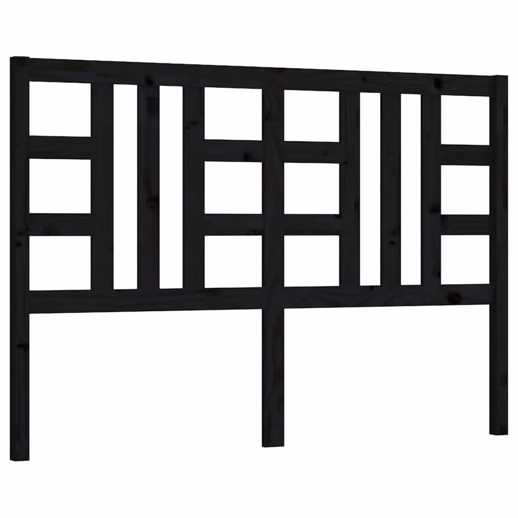 Berkfield Home Rustic Solid Wood Pine Bed Headboard in Black, W: 126 cm, D: 4 cm, H: 100 cm – 2