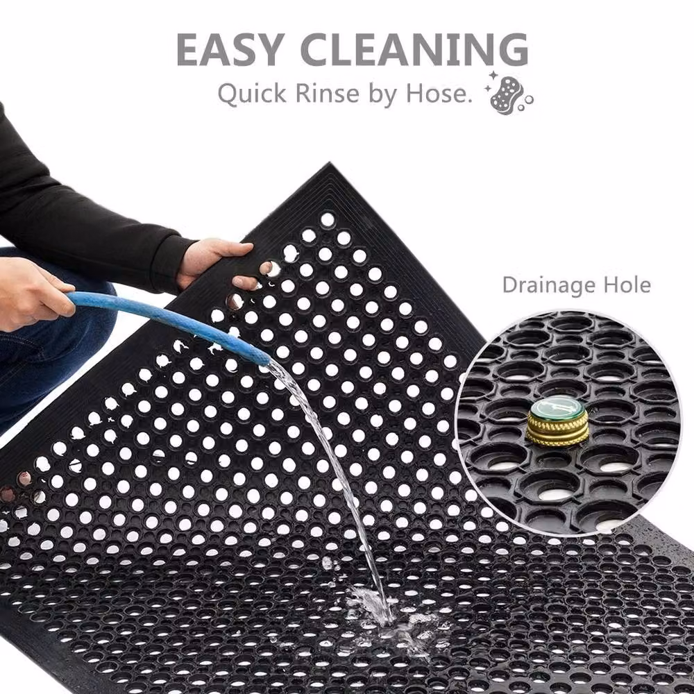 Nordara Heavy Duty Non Slip Rubber Mat in Black, W 150 cm x D 100 cm – 3