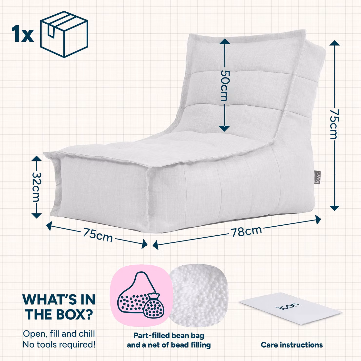 icon Dolce Large Outdoor Woven Beanbag in Light Grey – 3