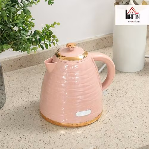 HOMCOM Electric Kettle, 1.7 l, Pink, 3 kW Fast Boil with Auto Shut-off and Limescale Filter – 2