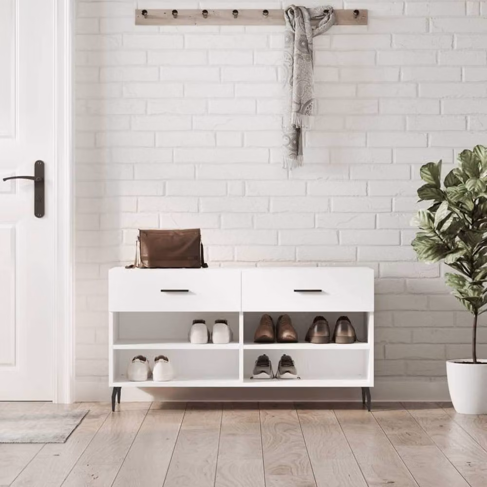 Berkfield Home White Shoe Bench W/D/H: 102 x 35 x 55 cm – 2