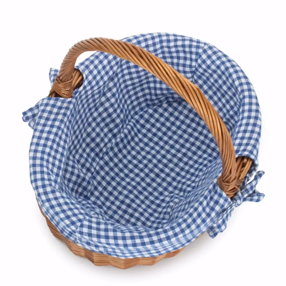Red Hamper Blue Wicker Oval Shopping Basket with Cotton Lining and Handles W/D/H: 30.0 x 25.0 x 13.0 cm – 2
