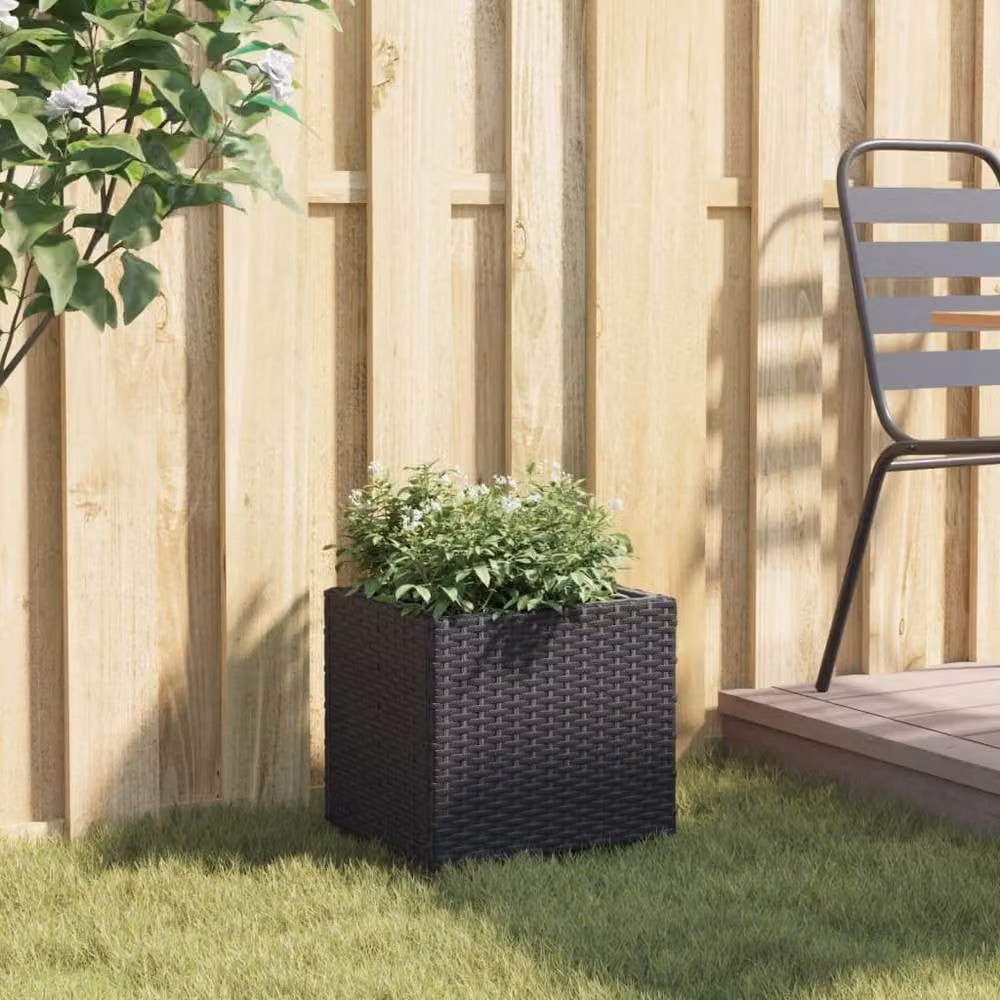 Berkfield Home Black Poly Rattan Garden Planter Tub W/D/H: 36 x 30 x 32 cm – 3