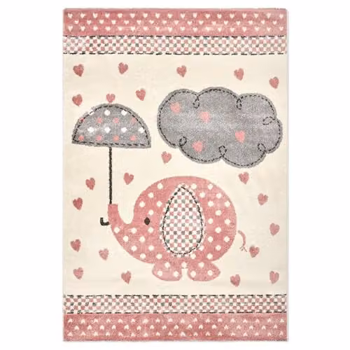 Bravich Pink Eli & Hearts Kids Rug, W: 160 cm, L: 230 cm, Soft Anti-Allergic Polypropylene Play Mat for Bedrooms and Nurseries – 1