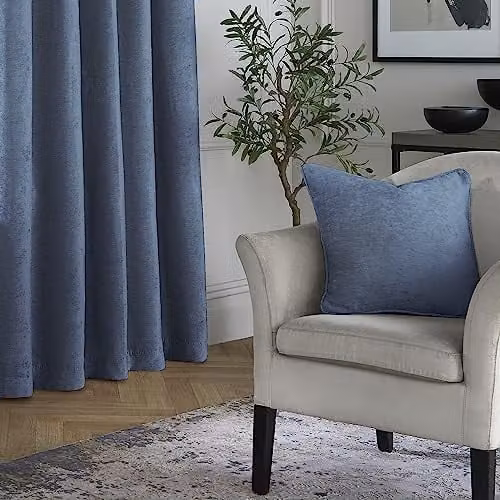 Curtina Textured Chenille Filled Square Cushion in Blue, W/D/H: 43 x 43 x 43 cm – 3