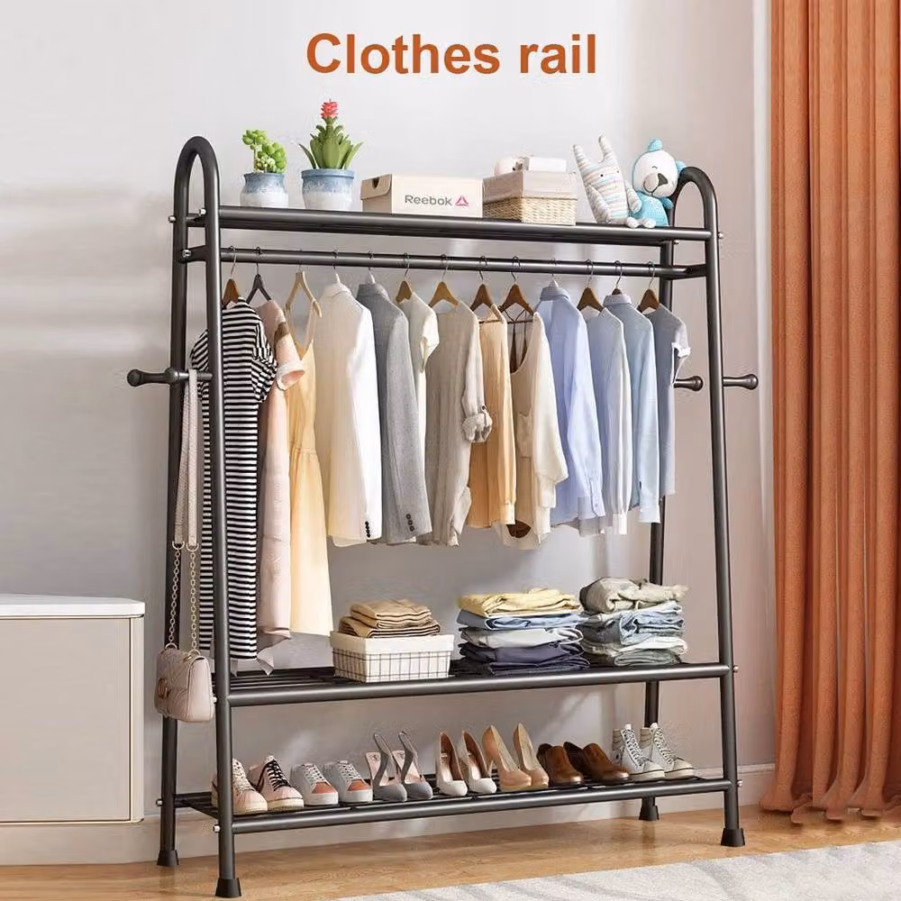 Hinsinc Black Heavy Duty Double Rail Clothes Garment Rack W/D/H: 160 x 50 x 50 cm – 3