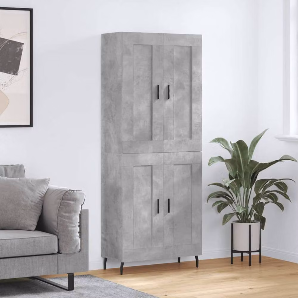 Berkfield Home Highboard in Concrete Grey, W/D/H: 69.5 x 34 x 180 cm – 2