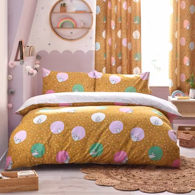 Terrys Peter Rabbit Dotty Spotted Reversible Duvet Cover Bedding Set for Children in Yellow