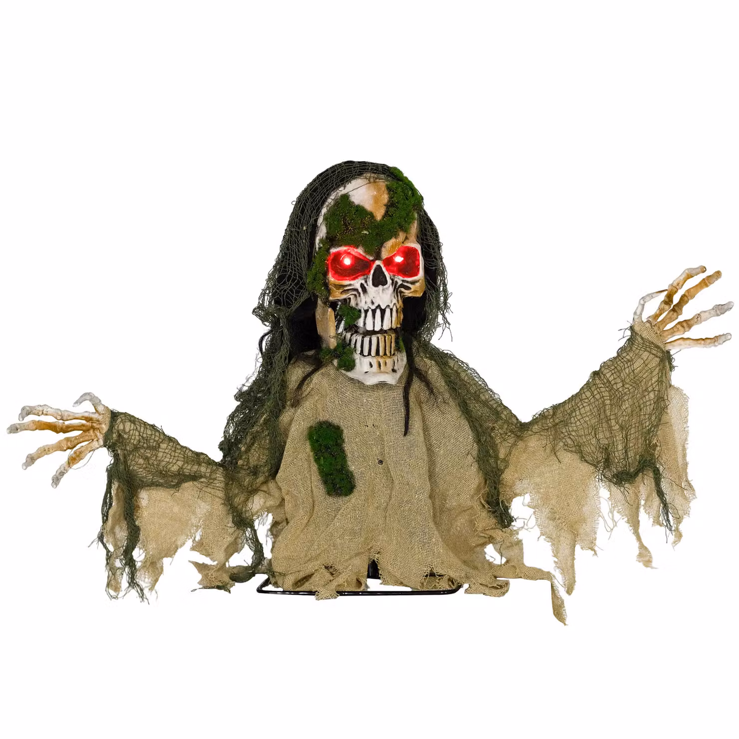 OUTSUNNY Voice Activated Halloween Animatronics Skeleton, Beige Tabletop Model – 2