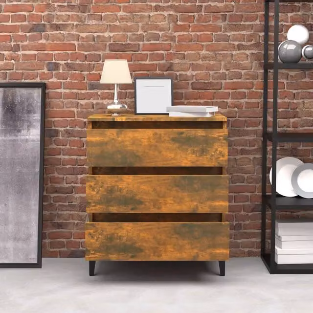 Berkfield Home Smoked Oak Sideboard in Brown, W/D/H: 60 x 35 x 69 cm