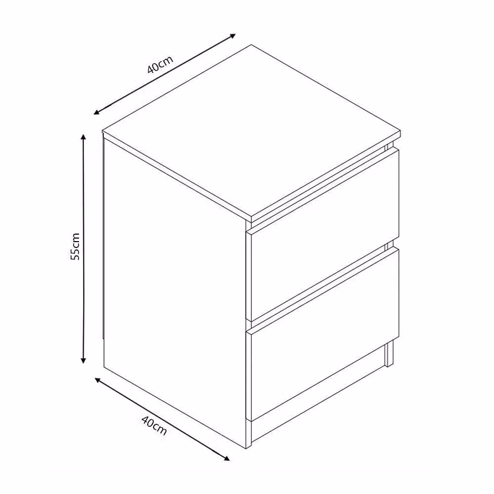 LUXURY LIFE Carlton Gloss 2 Drawer Bedside Chest in White – 2