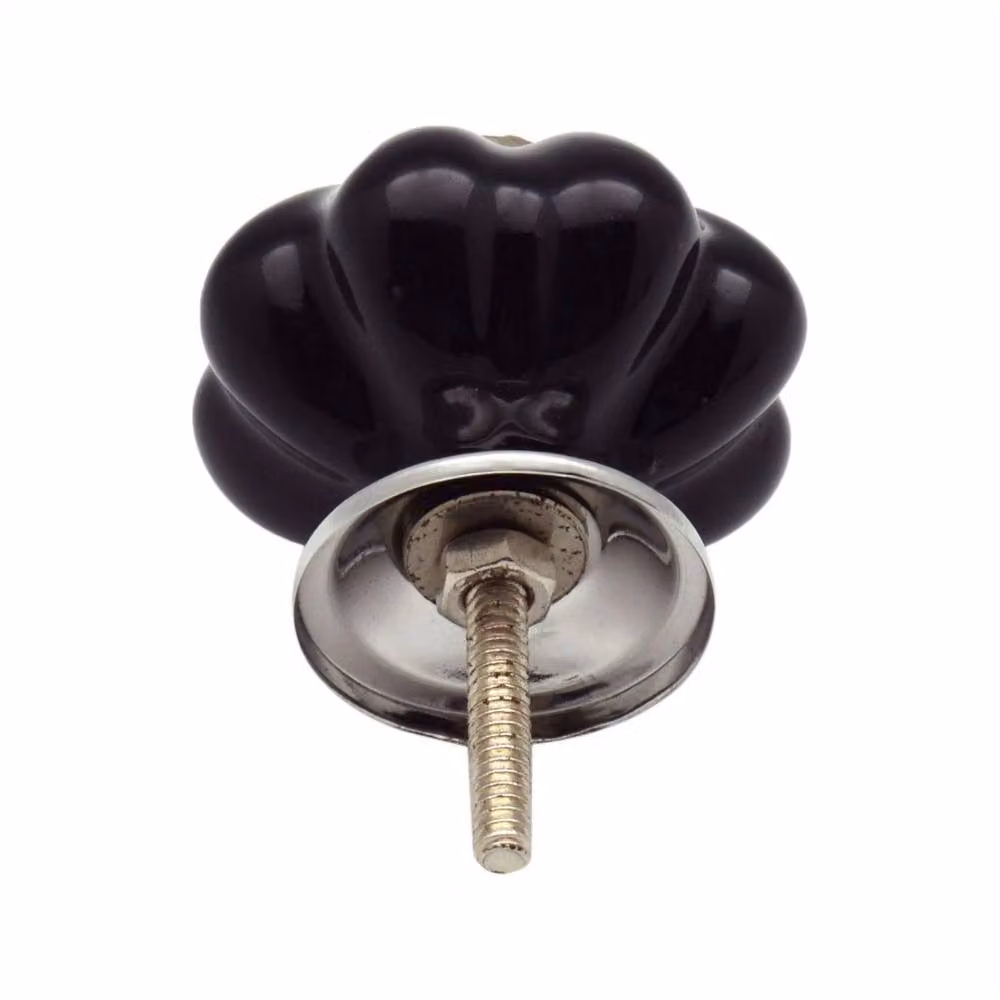 Nicola Spring Polished Black Ceramic Knob Set of 6 – 4