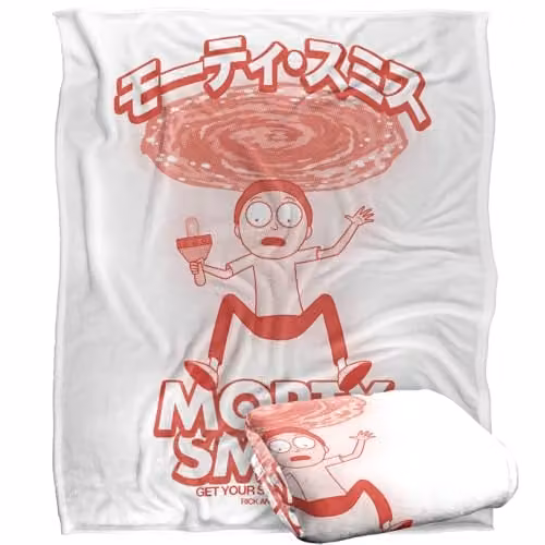 LOGOVISION Rick and Morty Manga Mono Silky Touch Super Soft Fleece Throw Blanket, Multicolour and White, W: 152.4 cm x D: 127.0 cm – 1