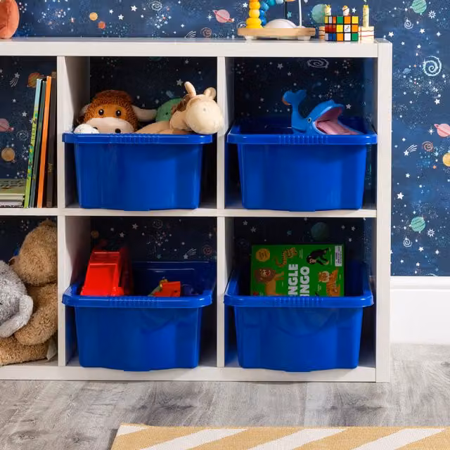 Wham Set of 4 Stackable and Store Boxes, Blue, 16l