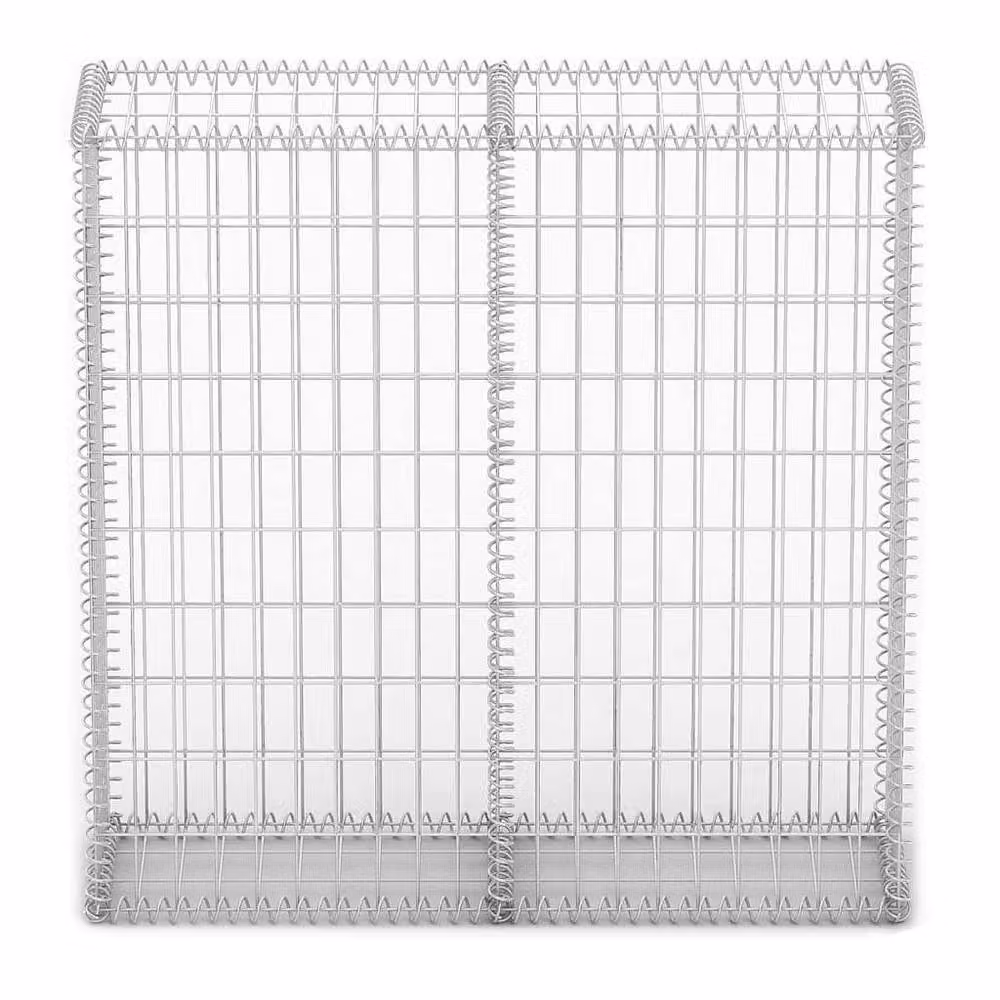 Berkfield Home Galvanised Steel Gabion Basket with Lids, Silver, W: 100 cm, D: 100 cm, H: 30 cm – 3