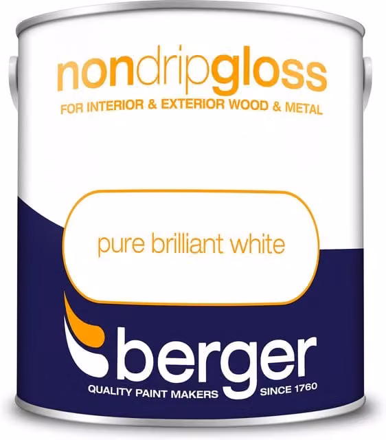 Berger Non Drip Gloss Wood Paint, White, 2.5 l