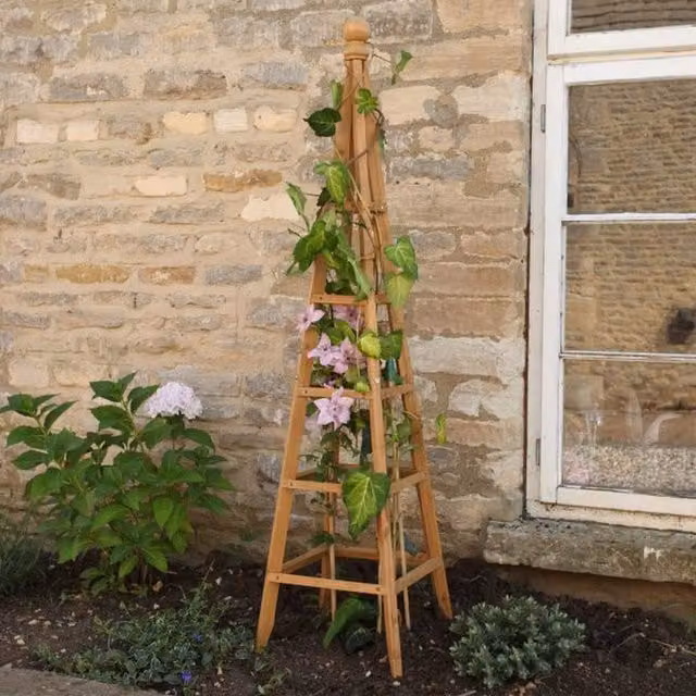 Garden Mile Brown Wooden Pine Garden Obelisk Support