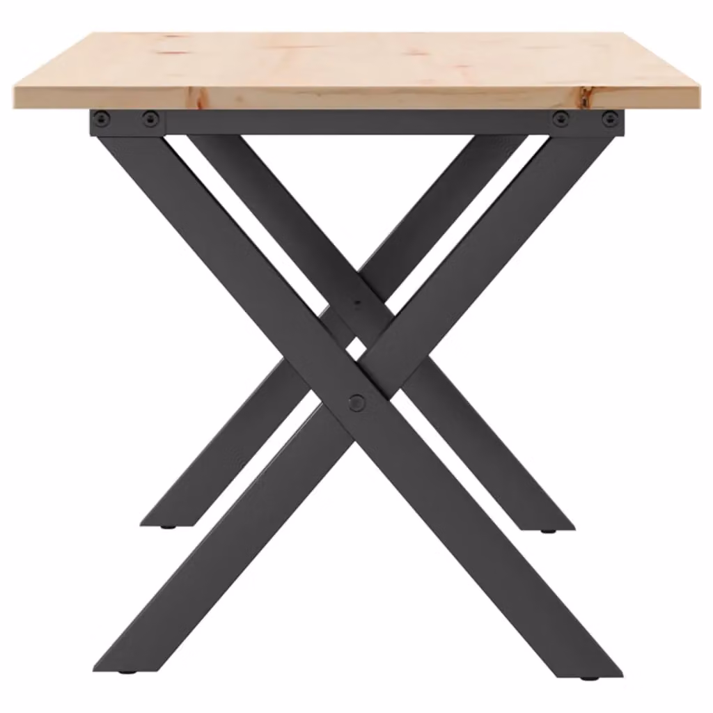 Berkfield Home X-Frame Coffee Table in Brown Solid Pine and Steel, W: 90 cm, D: 40 cm, H: 45 cm – 3