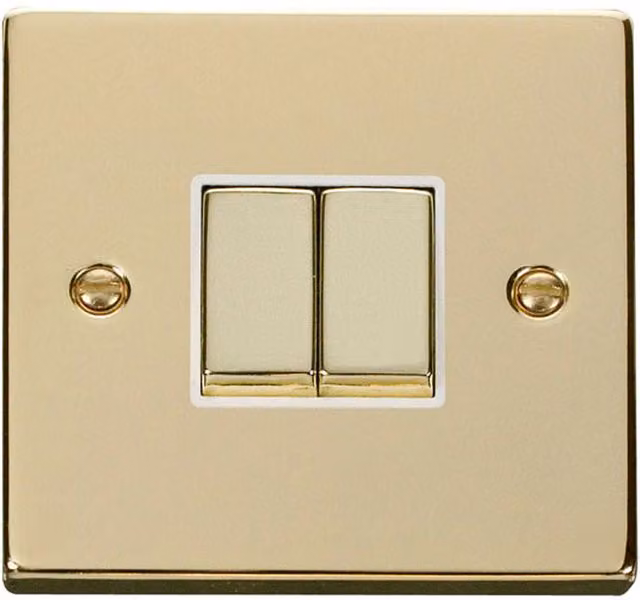 SE HOME Gold and White Flush Two Way Light Switch