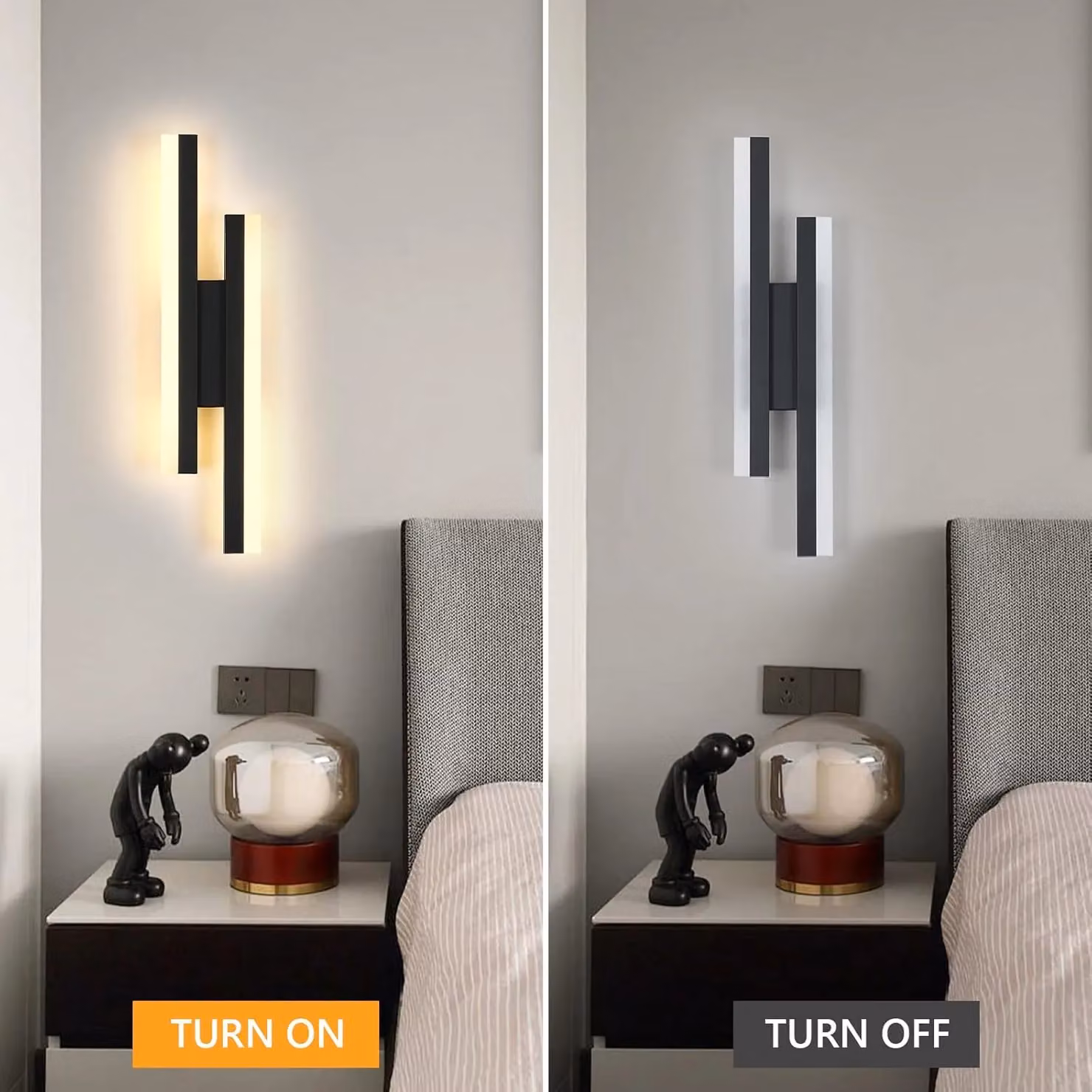 COMELY Modern LED Indoor Wall Light in Black with Acrylic and Metal, 16W, Warm White, 40 cm – 4
