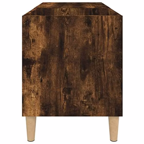 vidaXL Mid Century Record Cabinet in Smoked Oak, W: 84.5 cm, D: 38 cm, H: 48 cm – 4