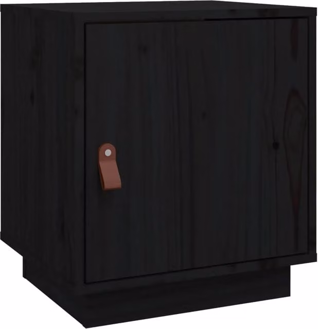 Berkfield Home Black Rustic Solid Wood Pine Bedside Cabinet W/D/H: 40 x 34 x 45 cm – 1