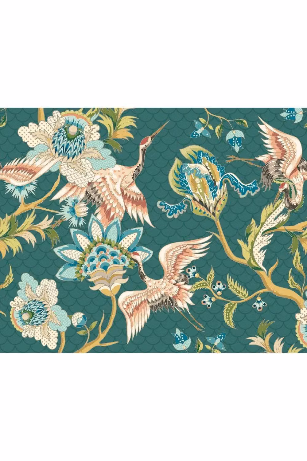 Origin Murals Cranes in Flight Wall Mural in Green, W: 300 cm, H: 240 cm – 2