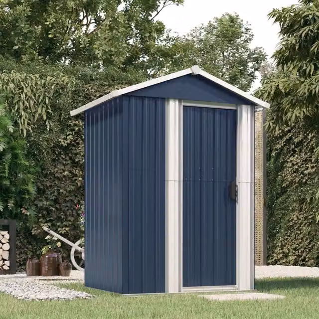 Berkfield Home Anthracite and Black Galvanised Steel Garden Shed with Sliding Doors, W/D/H: 126 x 97.5 x 177 cm
