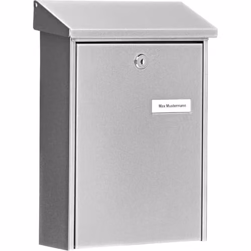 Burg-Wächter Silver Galvanised Steel Wall Mailbox with Cover, H x W x D: 22.5 x 30.5 x 7.5 cm