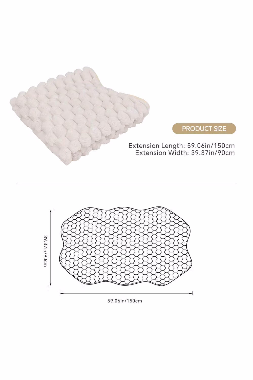 Living and Home Non-Slip Faux Plush Sofa Protector in White, Extra Large – 2