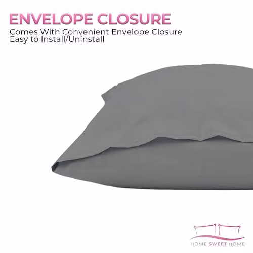Home Sweet Home UK Polycotton Plain Dyed Housewife Pillowcase Pair in Grey, W: 48 cm x L: 74 cm – 3