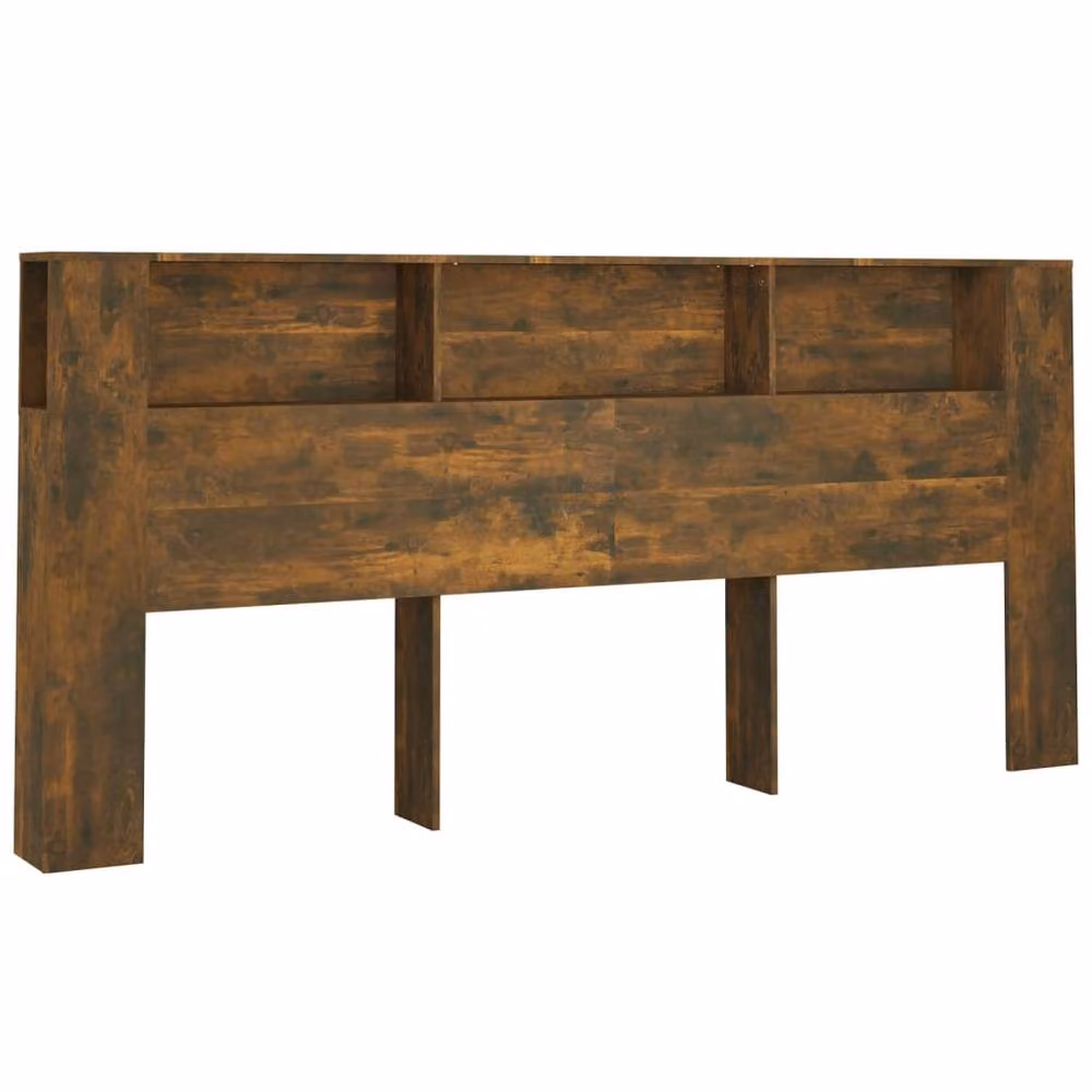 Berkfield Home Headboard Cabinet in Smoked Oak Brown, W: 220 cm, D: 18.5 cm, H: 104.5 cm – 2