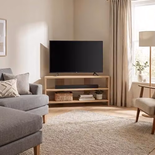 FWStyle Oak Effect Corner TV Unit in Brown, H 45 x W 110 x D 36 cm – 3