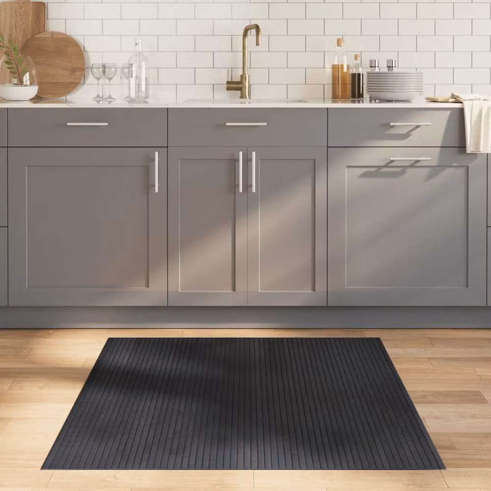 Berkfield Home Square Bamboo Rug in Dark Grey, W/D/H: 100 x 100 x 1 cm – 2