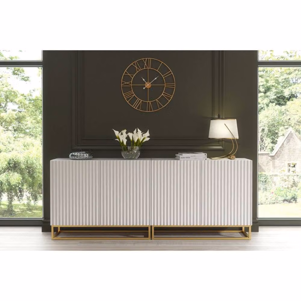 Creative Furniture Ripple Duo Sideboard in White with Fluted Doors, W: 200 cm, H: 80 cm, D: 35 cm – 2