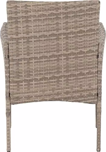 Seconique Willow 3 Piece Grey Polyrattan Garden Set with Upholstered Cushions and Black Glass Coffee Table – 3
