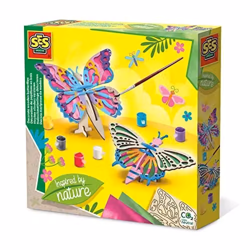 SES Creative 14035 Decorate Wooden Butterflies Multicolour Painting Kit
